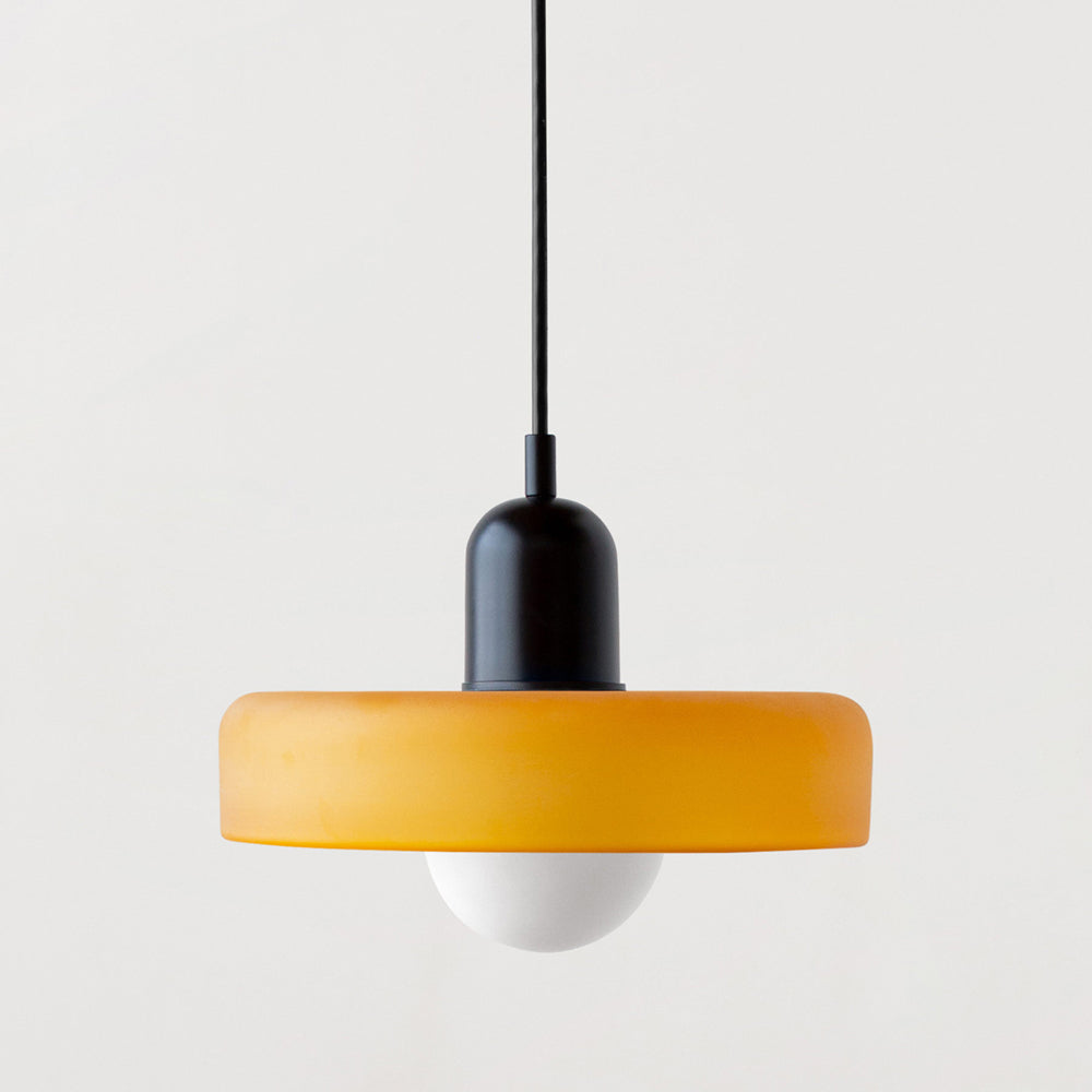 Farbige Bauhaus-Hängelampe aus Glas