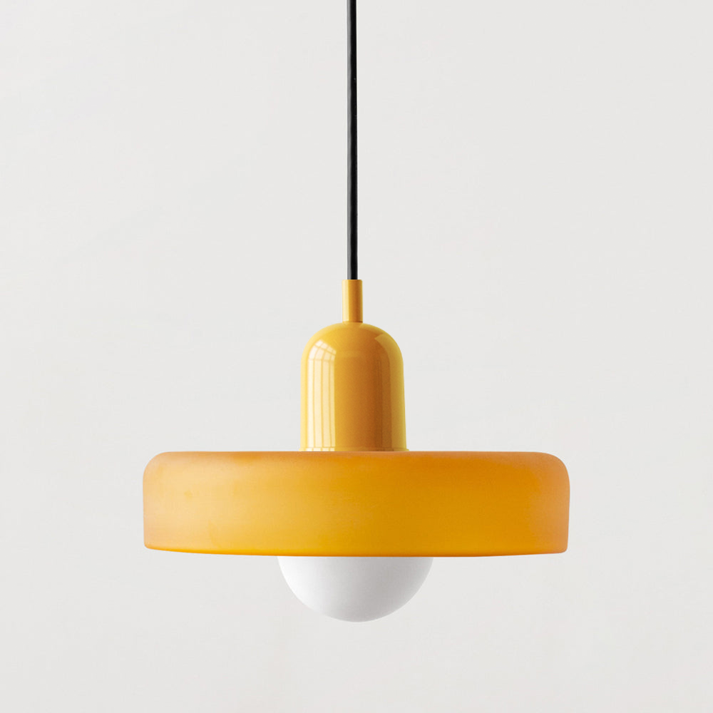 Farbige Bauhaus-Hängelampe aus Glas