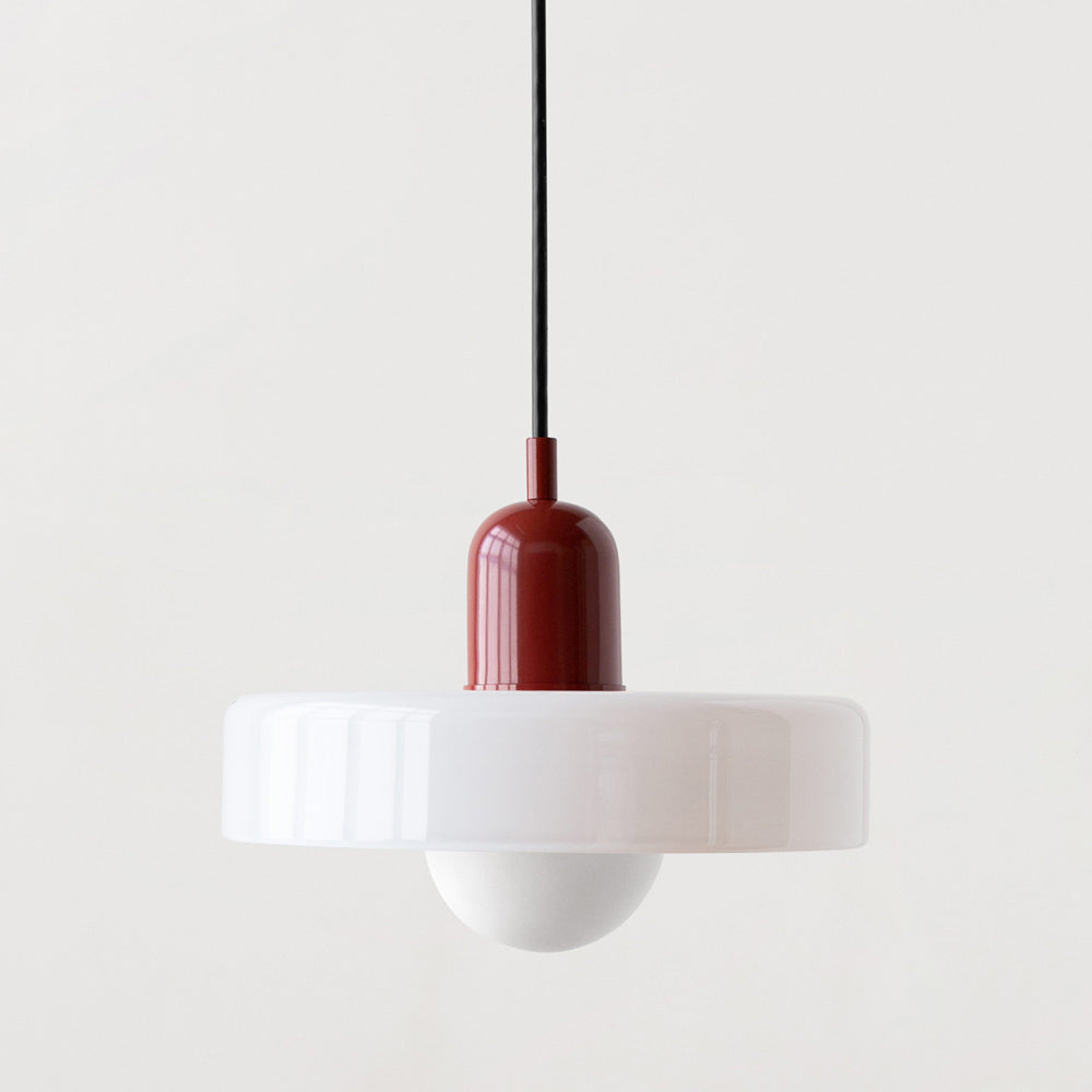 Farbige Bauhaus-Hängelampe aus Glas