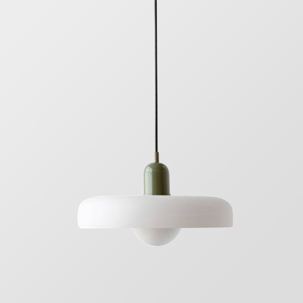 Farbige Bauhaus-Hängelampe aus Glas