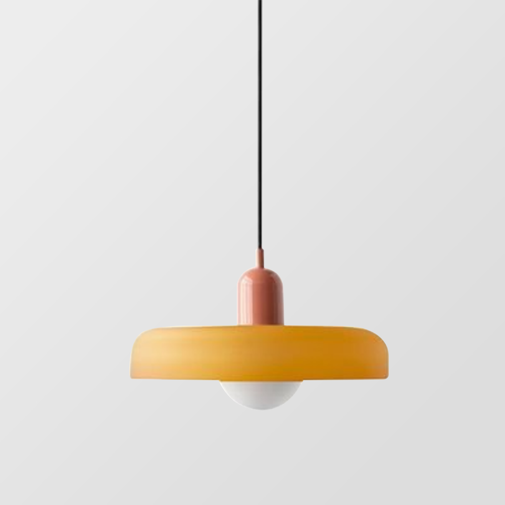 Farbige Bauhaus-Hängelampe aus Glas