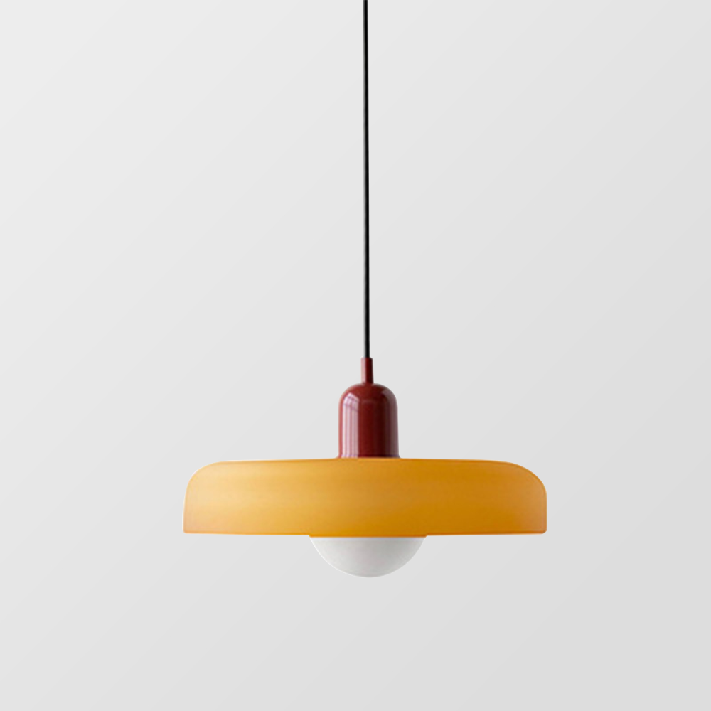 Farbige Bauhaus-Hängelampe aus Glas