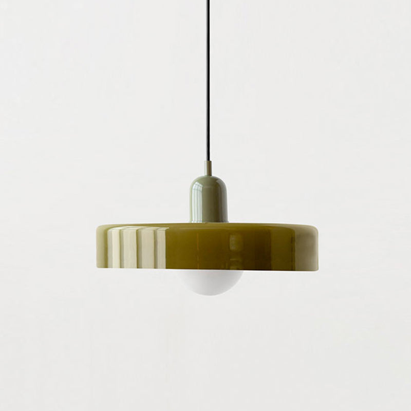 Farbige Bauhaus-Hängelampe aus Glas
