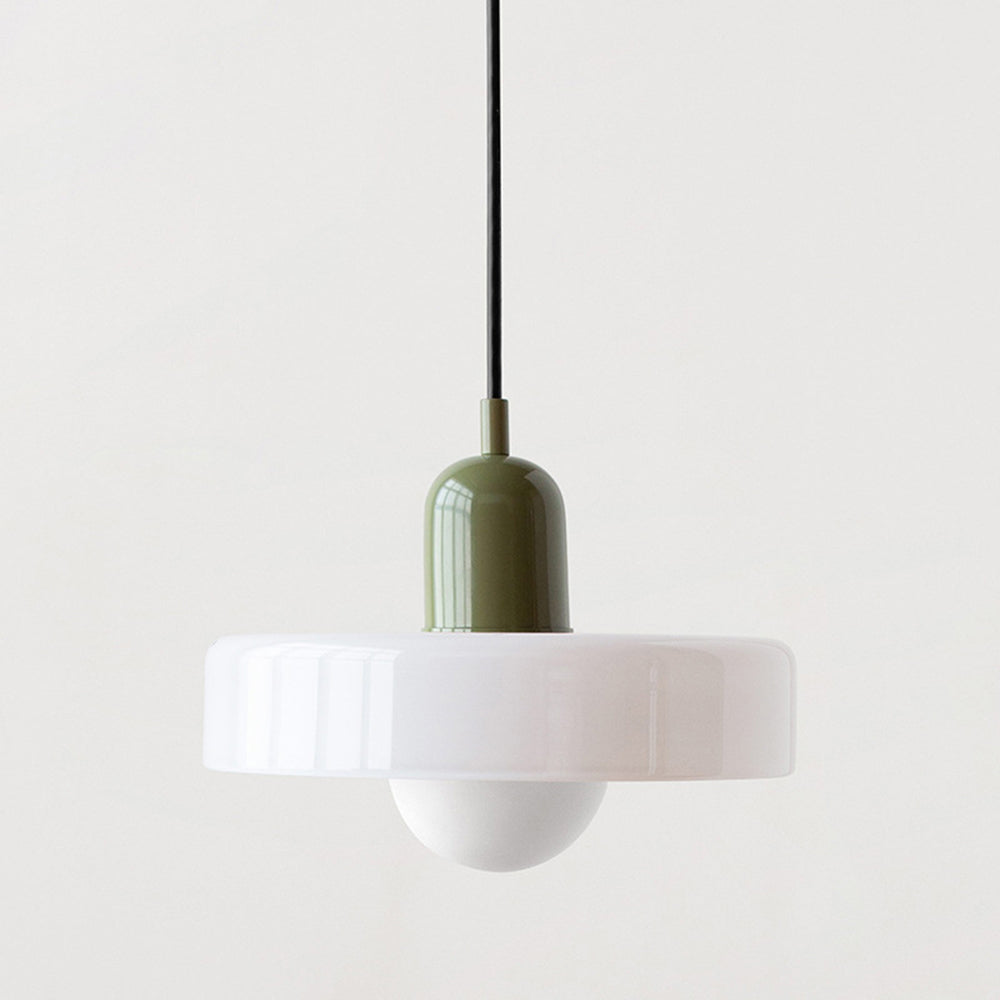 Farbige Bauhaus-Hängelampe aus Glas
