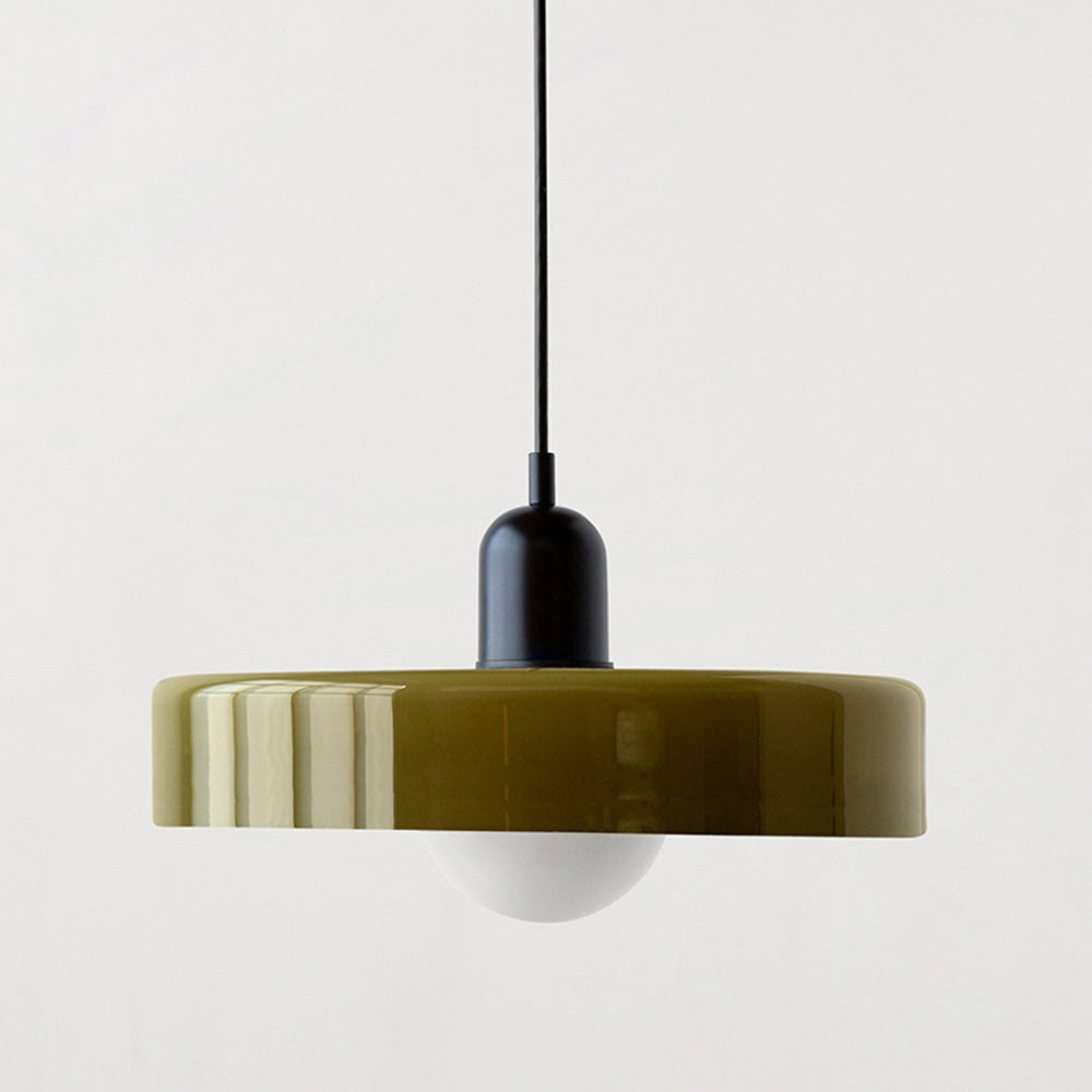 Farbige Bauhaus-Hängelampe aus Glas