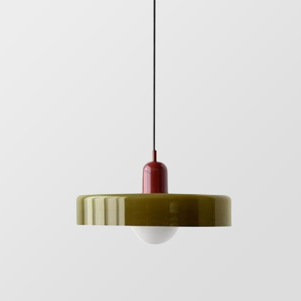 Farbige Bauhaus-Hängelampe aus Glas