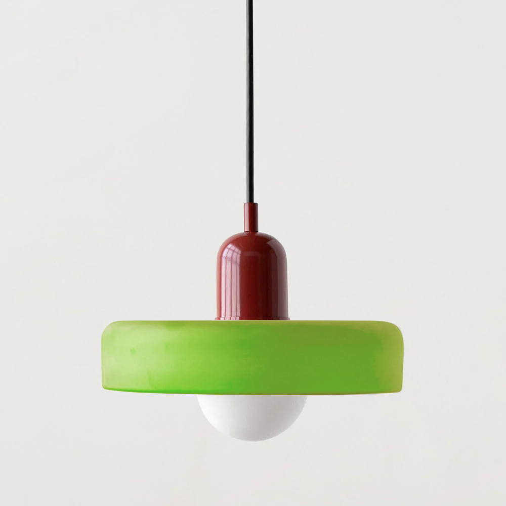 Farbige Bauhaus-Hängelampe aus Glas