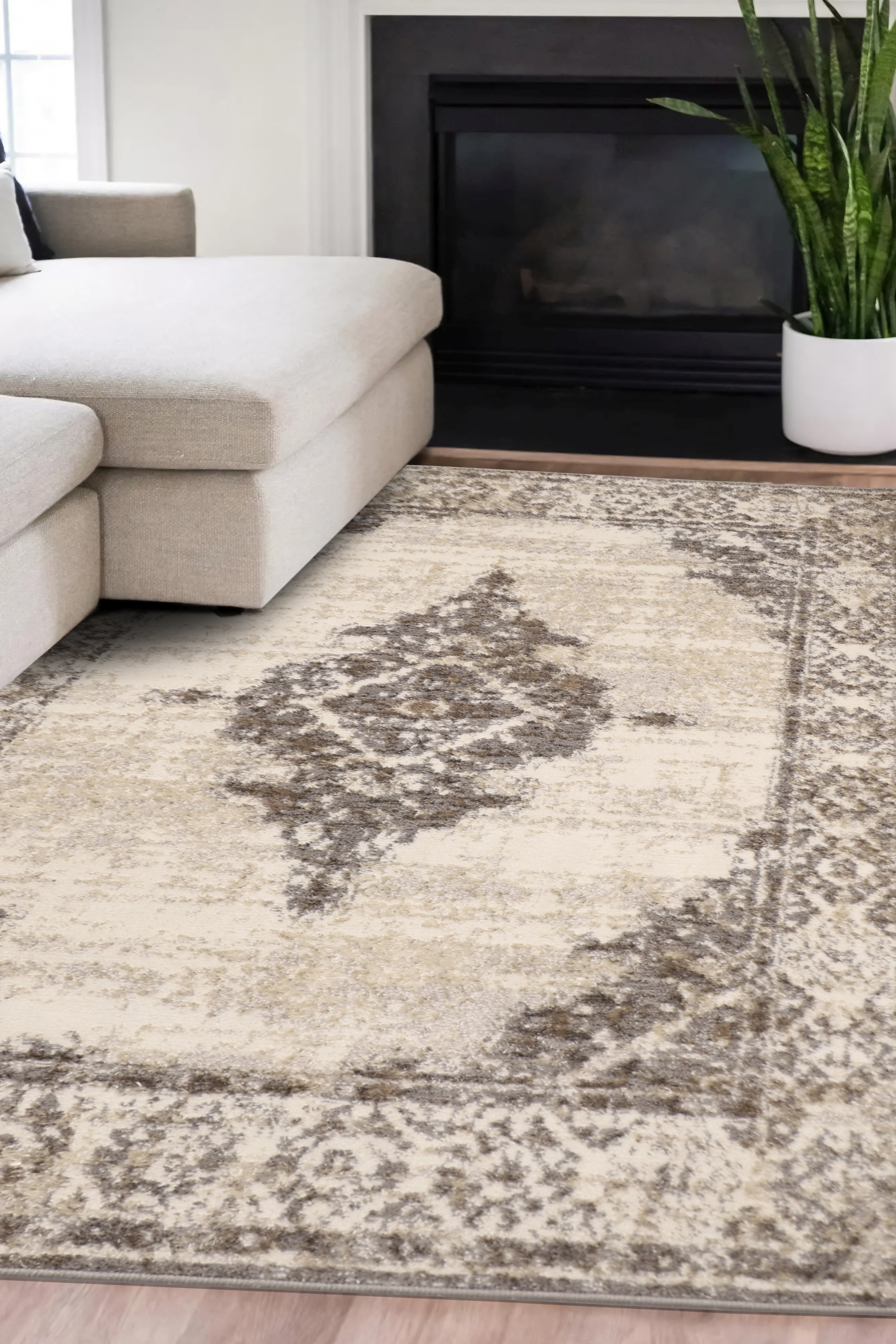 Wohnzimmer Teppich – Graues modernes Cadiz-Muster