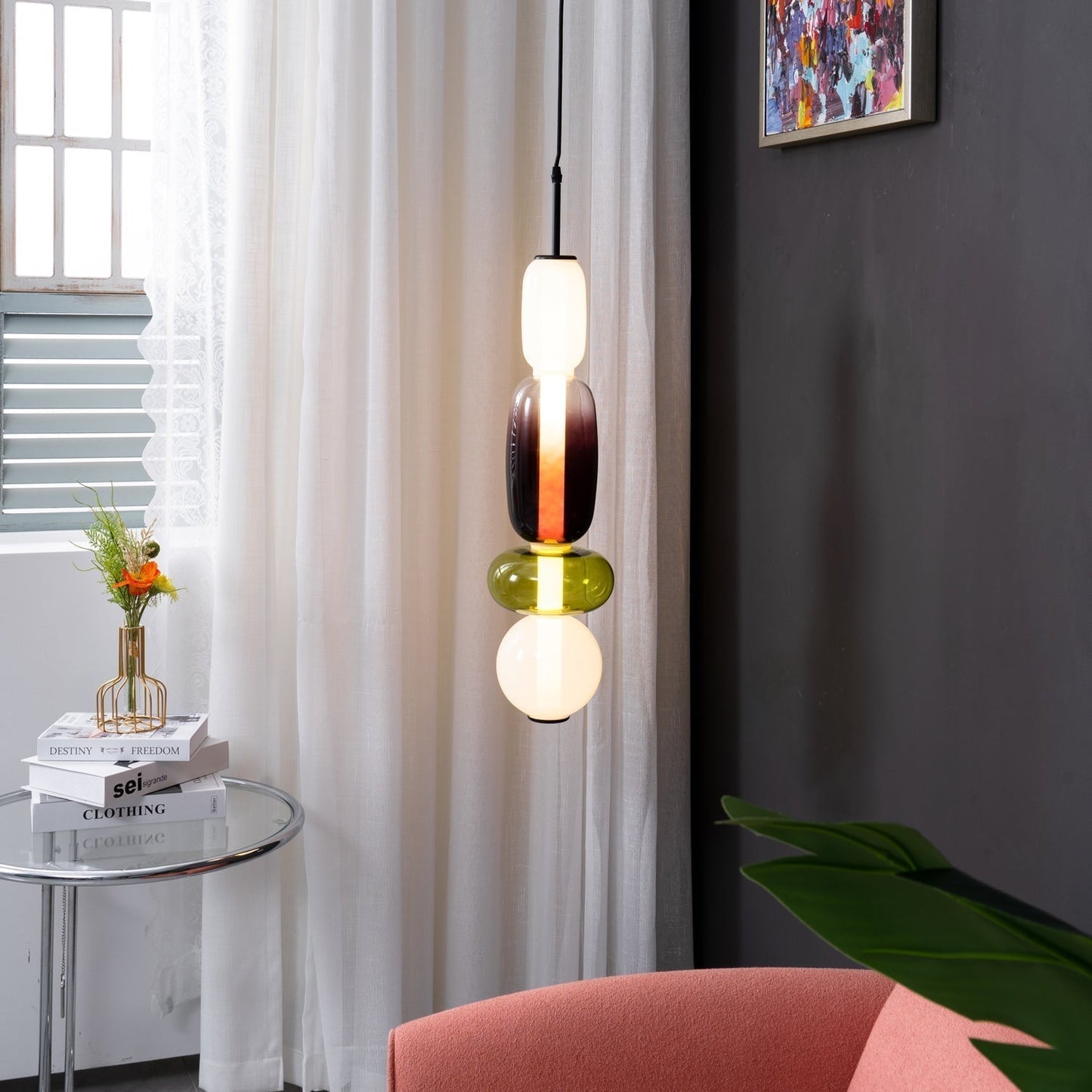 Pendellampe aus Kandiertem Glas – Modernes Beleuchtungsdesign