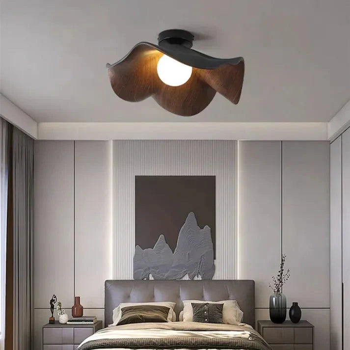 Lotus Holz & Harz LED Deckenlampe | Skandinavischer Stil
