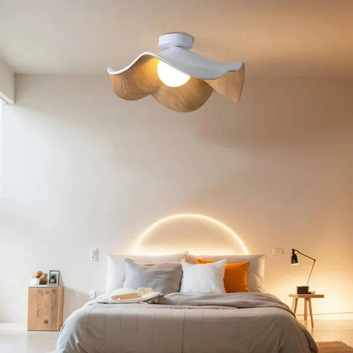 Lotus Holz & Harz LED Deckenlampe | Skandinavischer Stil