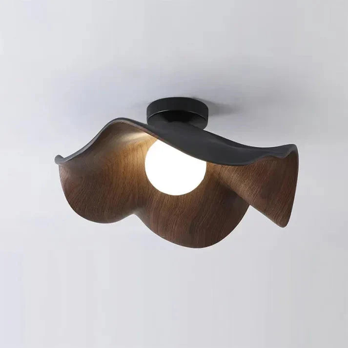 Lotus Holz & Harz LED Deckenlampe | Skandinavischer Stil