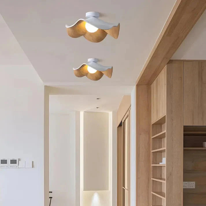 Lotus Holz & Harz LED Deckenlampe | Skandinavischer Stil