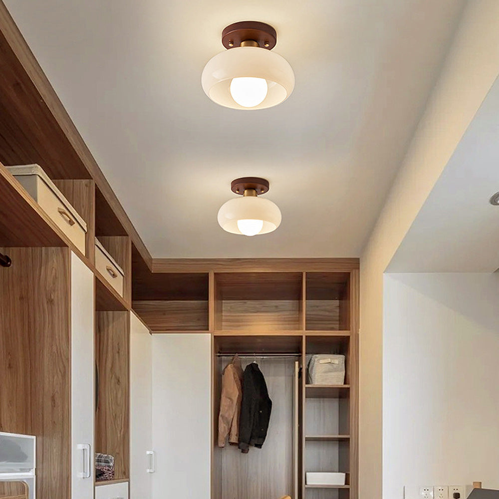Deckenleuchte aus Holz und Kristall – Ideal für den Flur