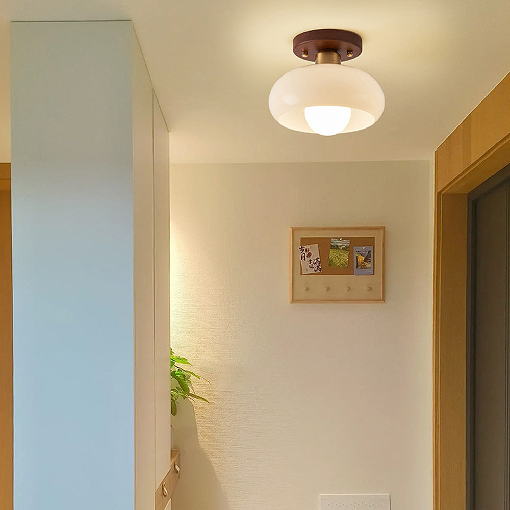 Deckenleuchte aus Holz und Kristall – Ideal für den Flur