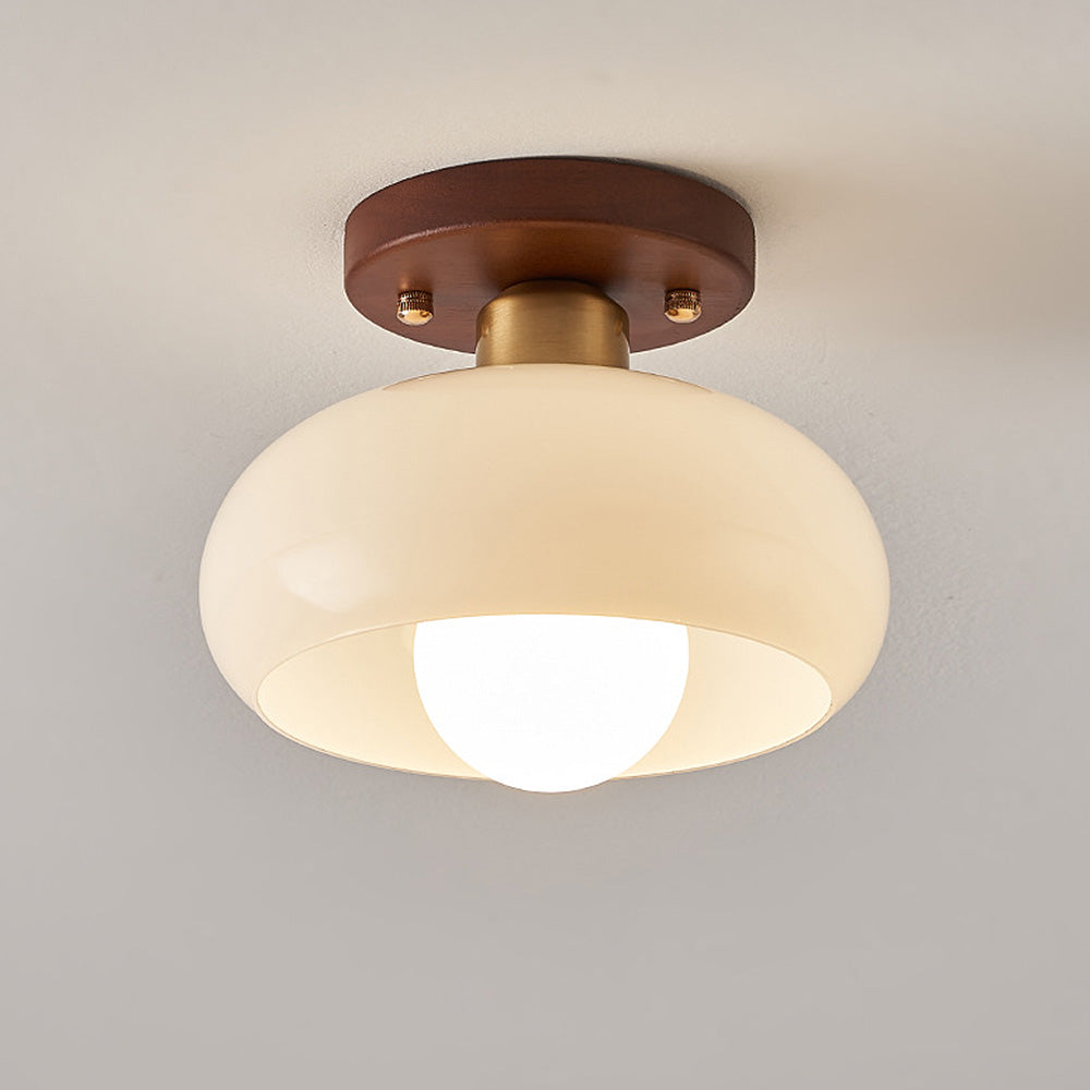 Deckenleuchte aus Holz und Kristall – Ideal für den Flur