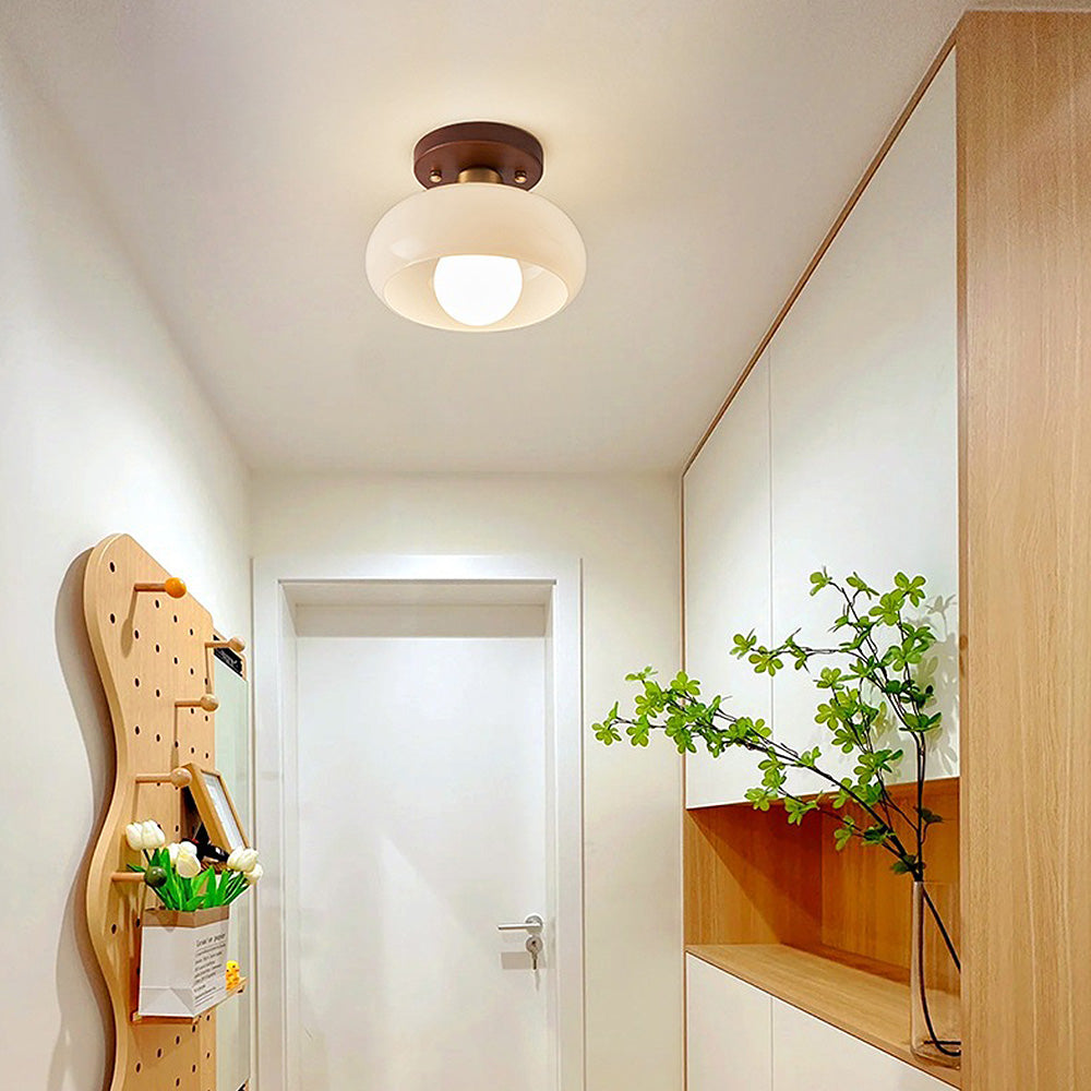 Deckenleuchte aus Holz und Kristall – Ideal für den Flur