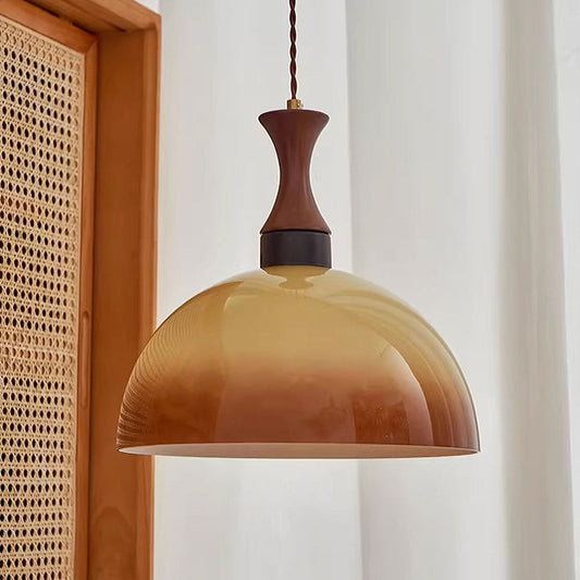 Bernsteinfarbene Glas-Pendellampe – Rustikales Retro-Design