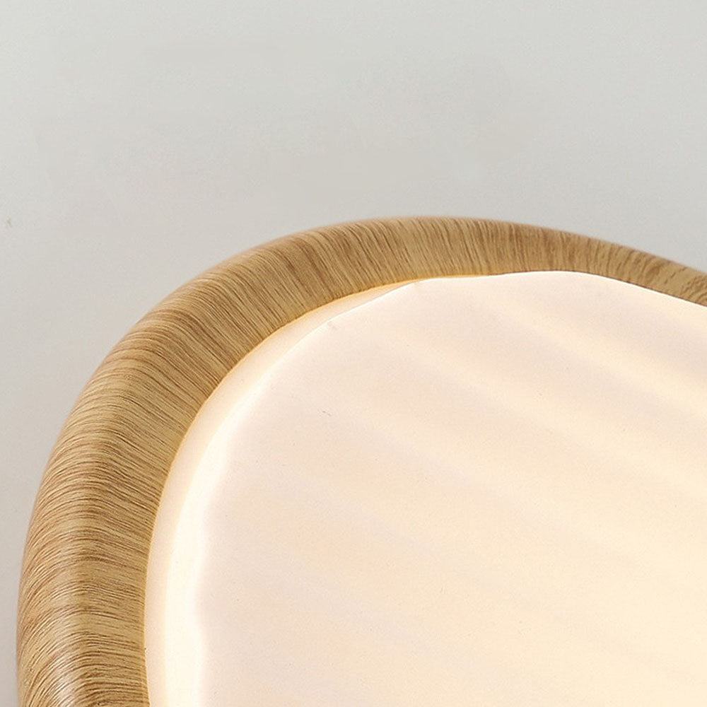 Moderne Runde LED-Deckenleuchte aus Holz mit Falten-Schirm
