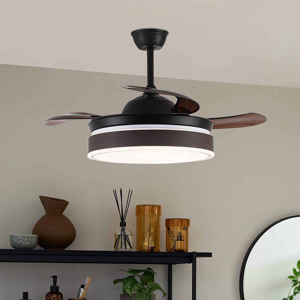Kaffeefarbener Acryl-Deckenventilator 42 Zoll mit Dimmbarer Beleuchtung & Fernbedienung