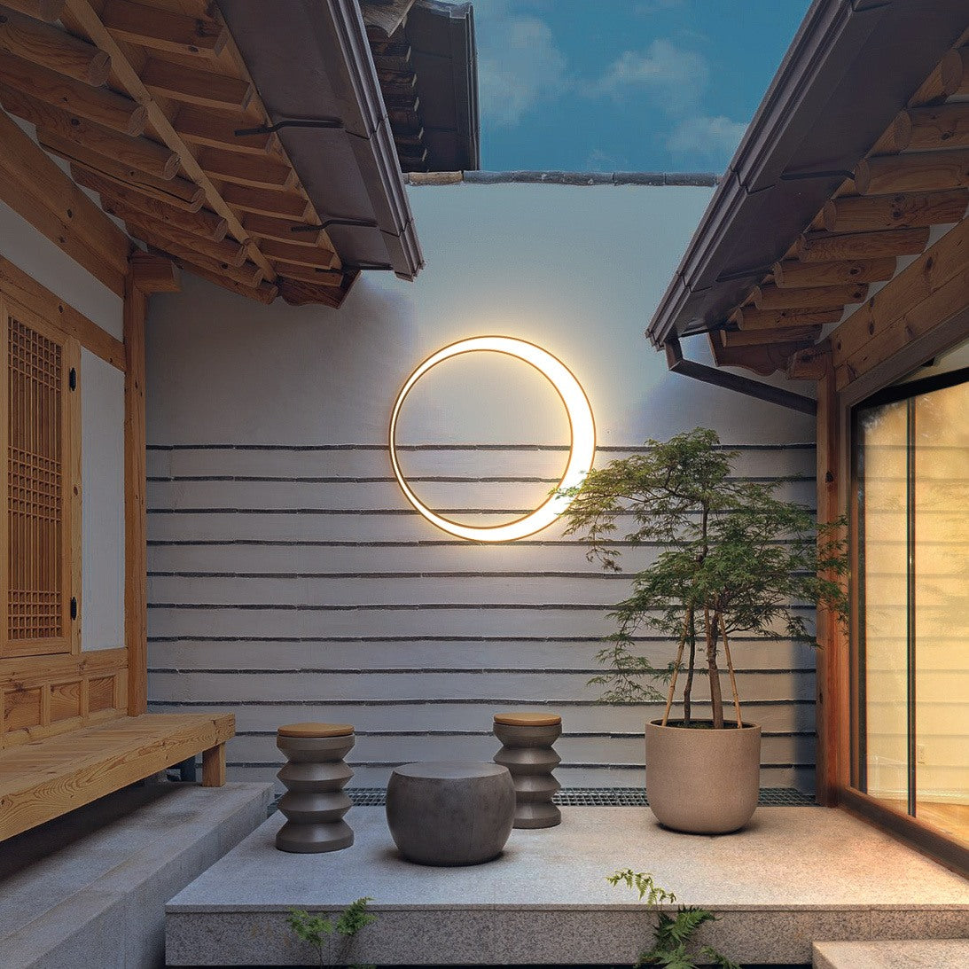 Außenwandleuchte LED 30W | Mondförmige Edelstahl-Sconce