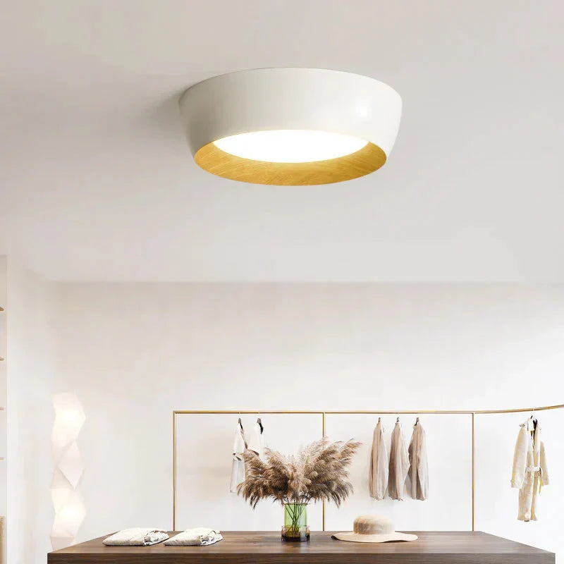Japanische LED-Deckenlampe – Metall- und Holz-Design