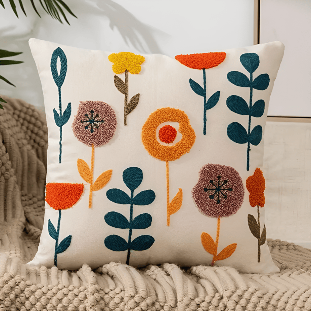 Kissenbezug mit Dekorativem Blumenstickdesign