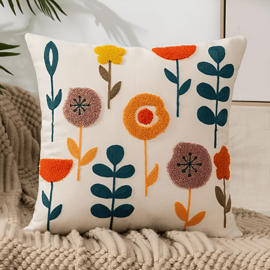 Kissenbezug mit Dekorativem Blumenstickdesign