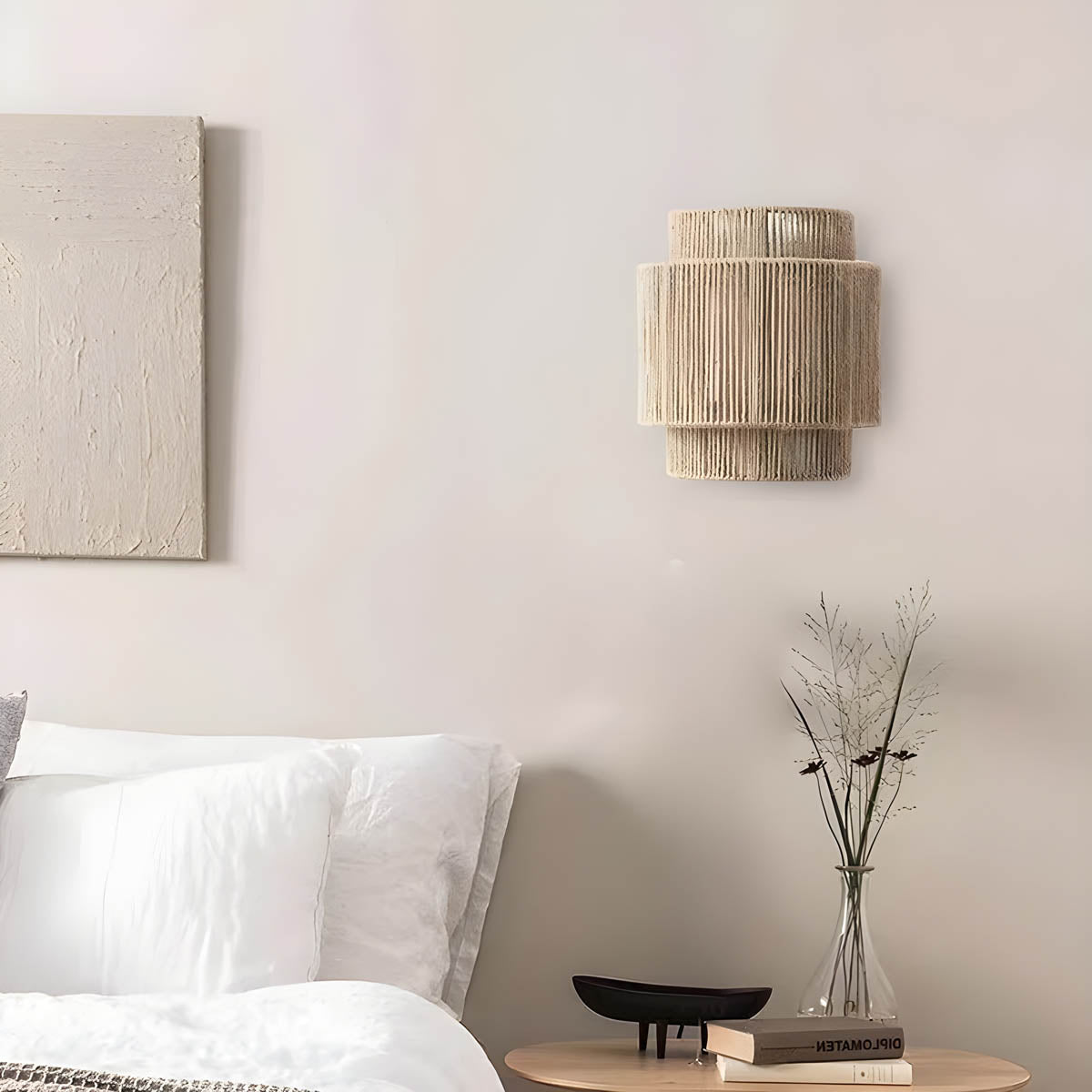 Geflochtene Japanische Rattan-Wandlampe
