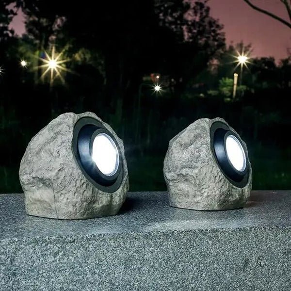 Solarbetriebene LED-Gartenleuchte in Felsen-Optik
