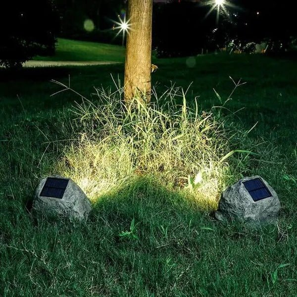 Solarbetriebene LED-Gartenleuchte in Felsen-Optik