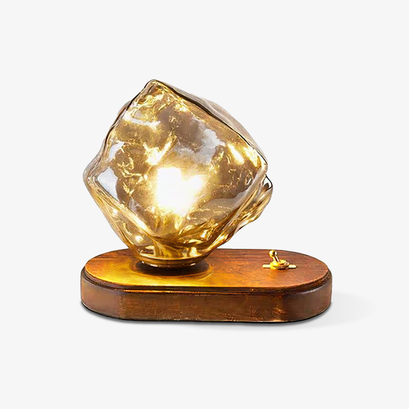 Stilvolle Tischlampe Eisstein Glas