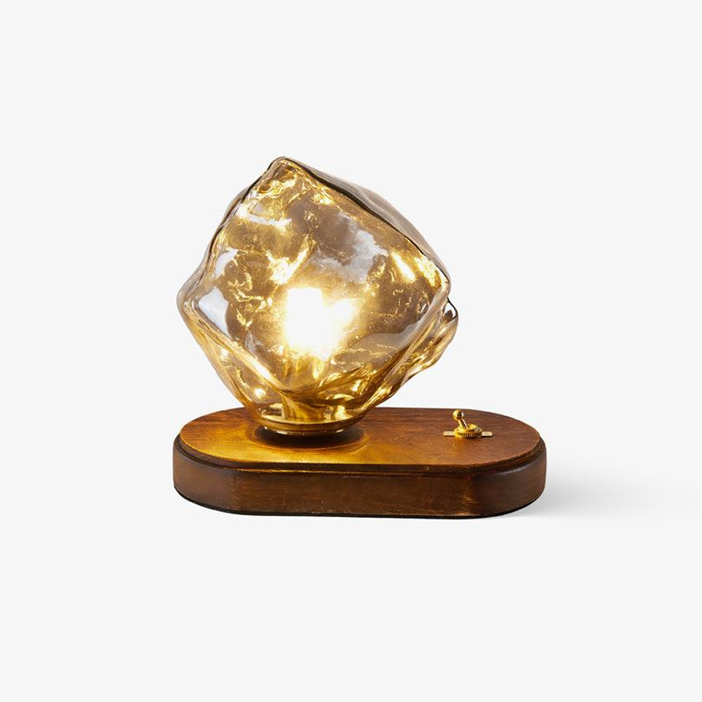 Stilvolle Tischlampe Eisstein Glas