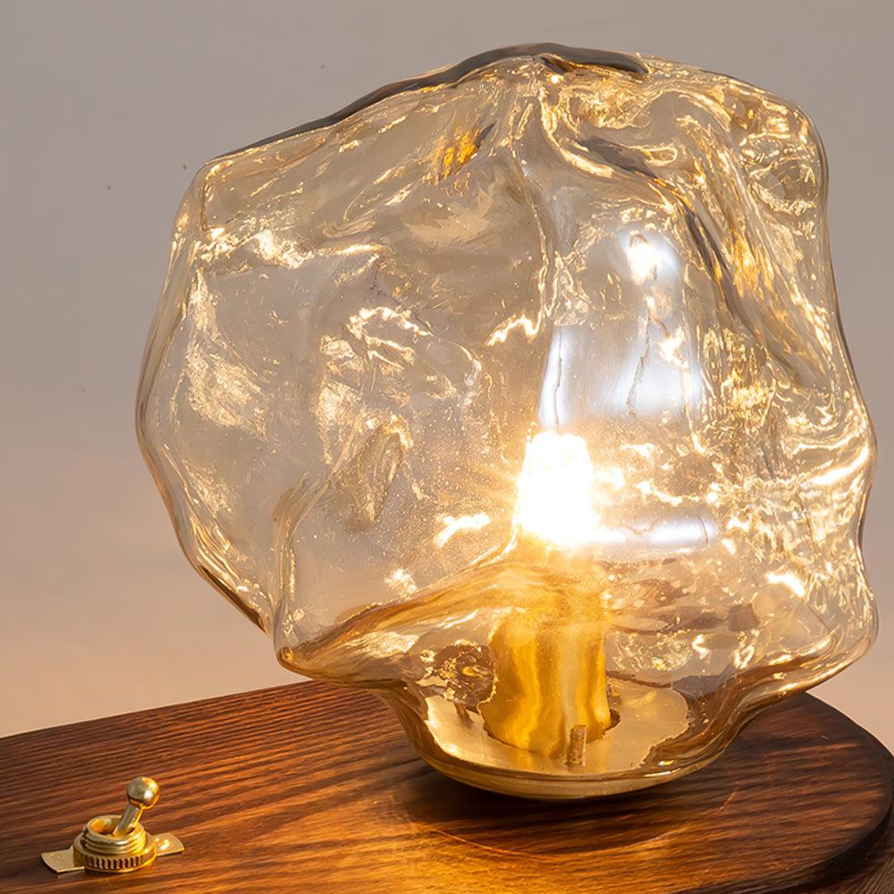 Stilvolle Tischlampe Eisstein Glas