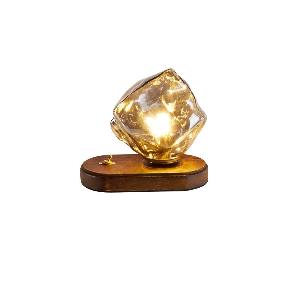 Stilvolle Tischlampe Eisstein Glas