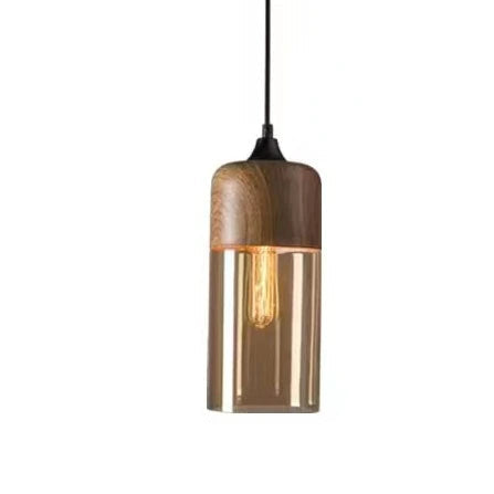 Glas‑Holz‑Pendelleuchte |  Moderner Touch