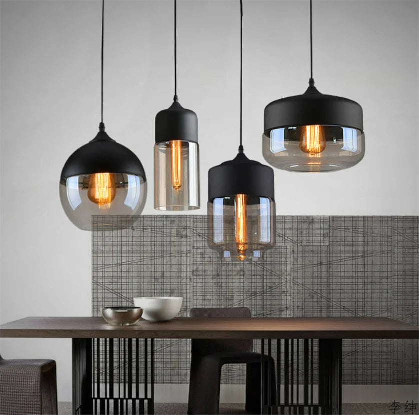 Glas‑Holz‑Pendelleuchte |  Moderner Touch
