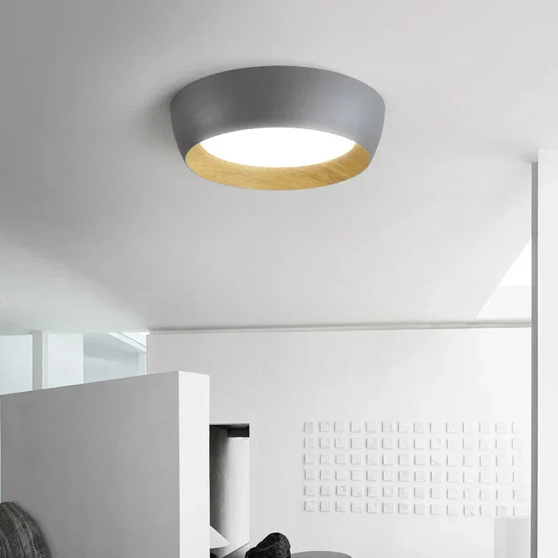 Japanische LED-Deckenlampe – Metall- und Holz-Design