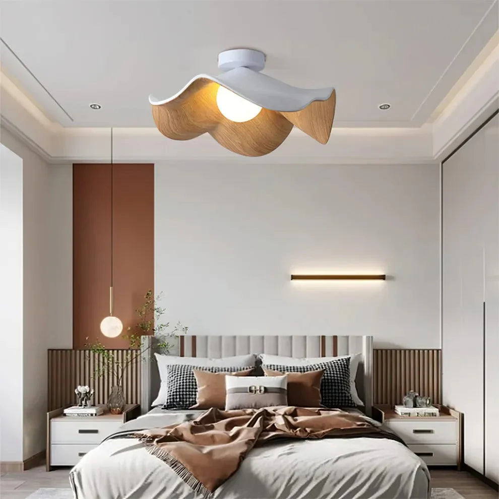 Lotus Holz & Harz LED Deckenlampe | Skandinavischer Stil