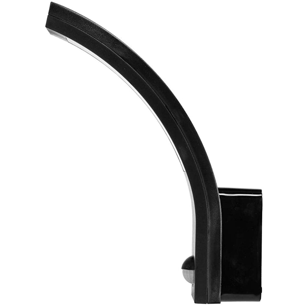 Gebogene LED-Wandlampe in Mattem Schwarz mit Bewegungsmelder