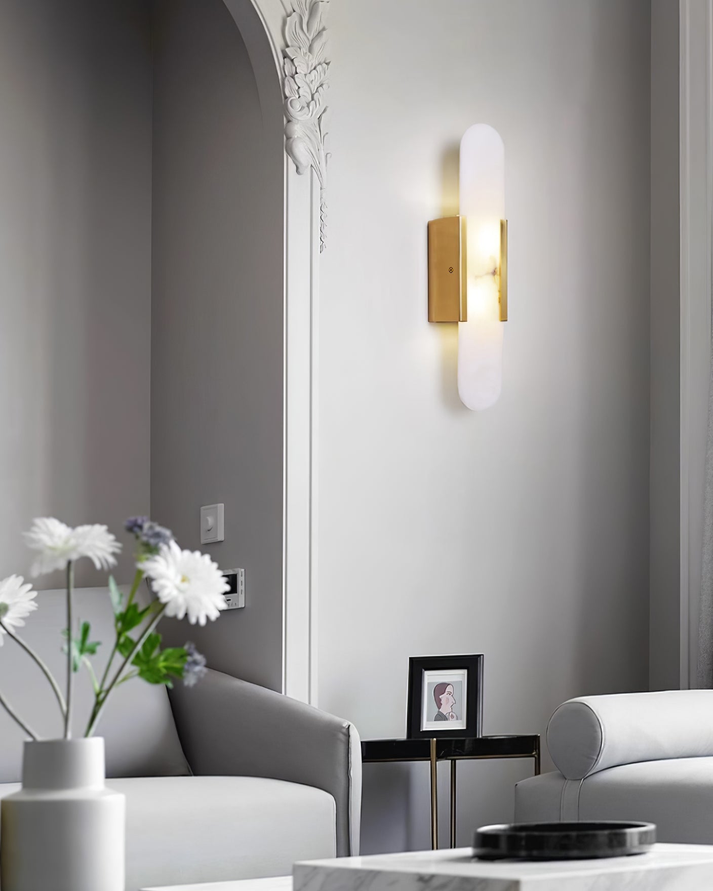 Langlebige Alabaster-Wandlampe Mit Modernem Look