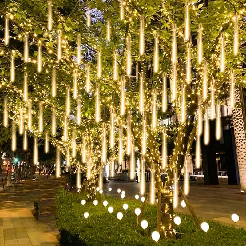 LED-Meteorschauer-Lichterkette – Wetterfest für Garten, Terrasse & Außenbereich