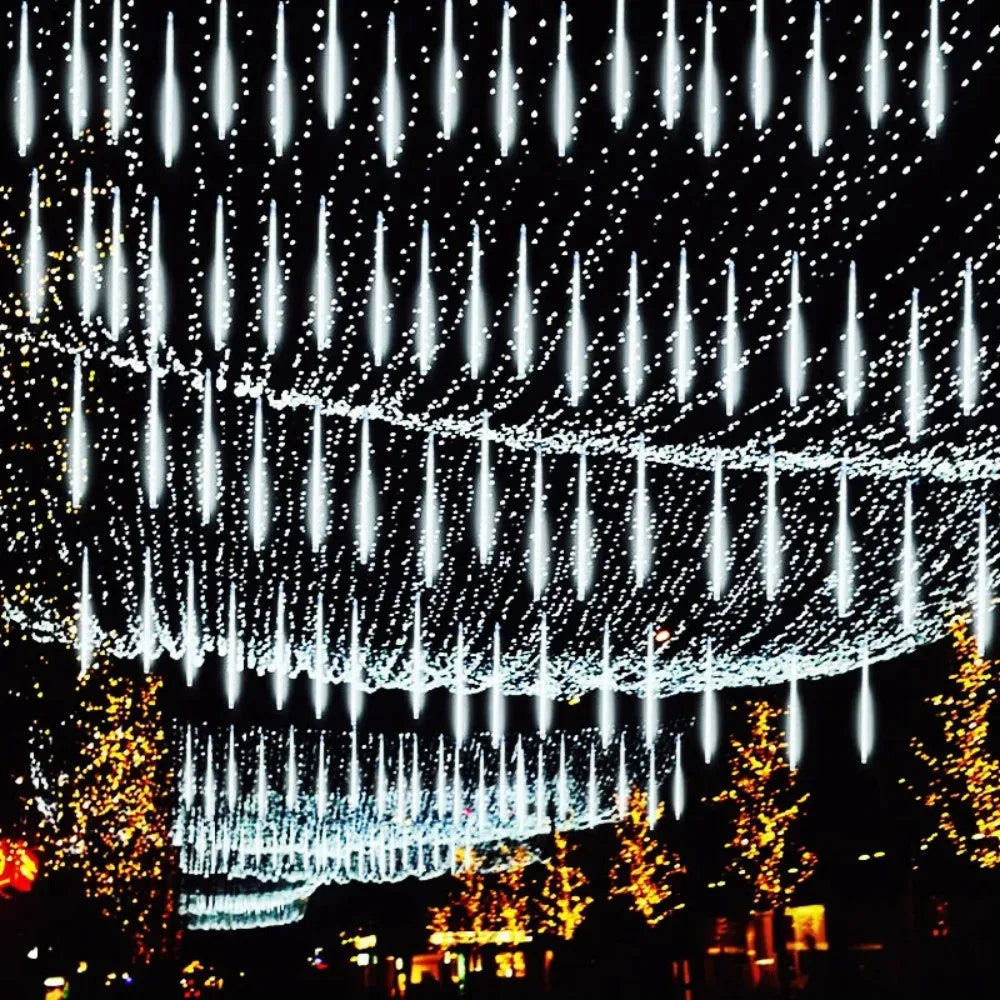 LED-Meteorschauer-Lichterkette – Wetterfest für Garten, Terrasse & Außenbereich
