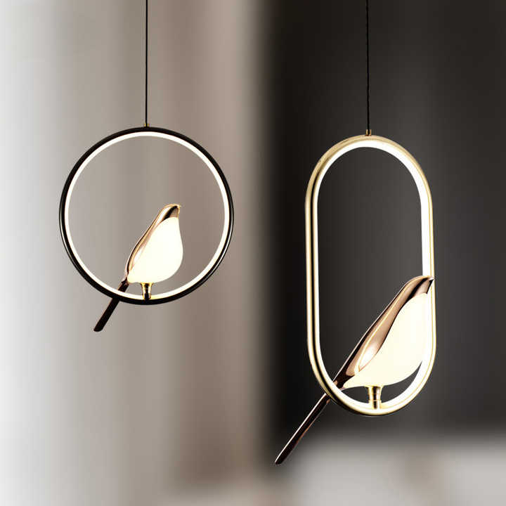Künstlerische Pendelleuchte mit elegantem goldenen Vogel-Design
