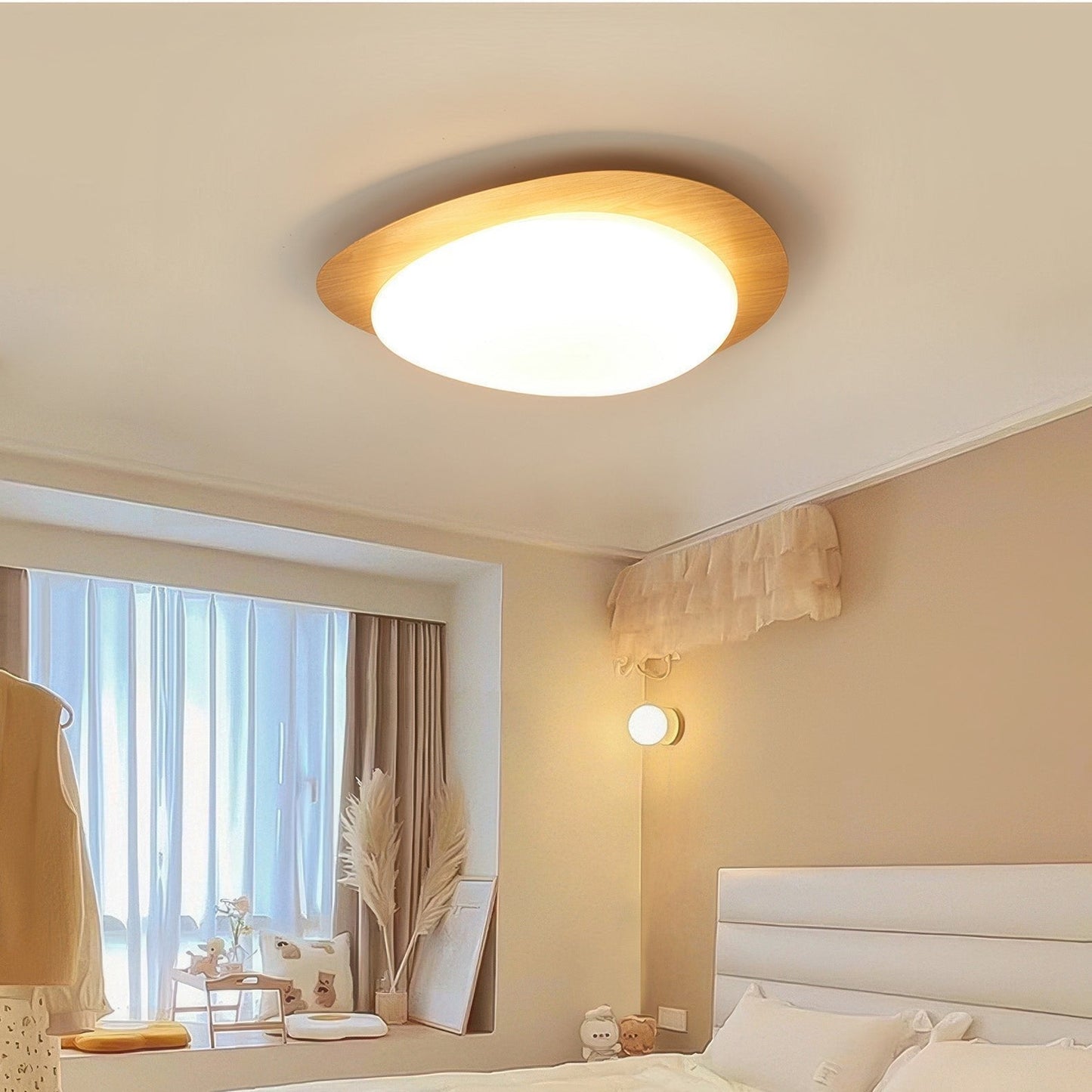 Pebble-Design Deckenlampe | Skandinavische Holzmaserung Innenleuchte