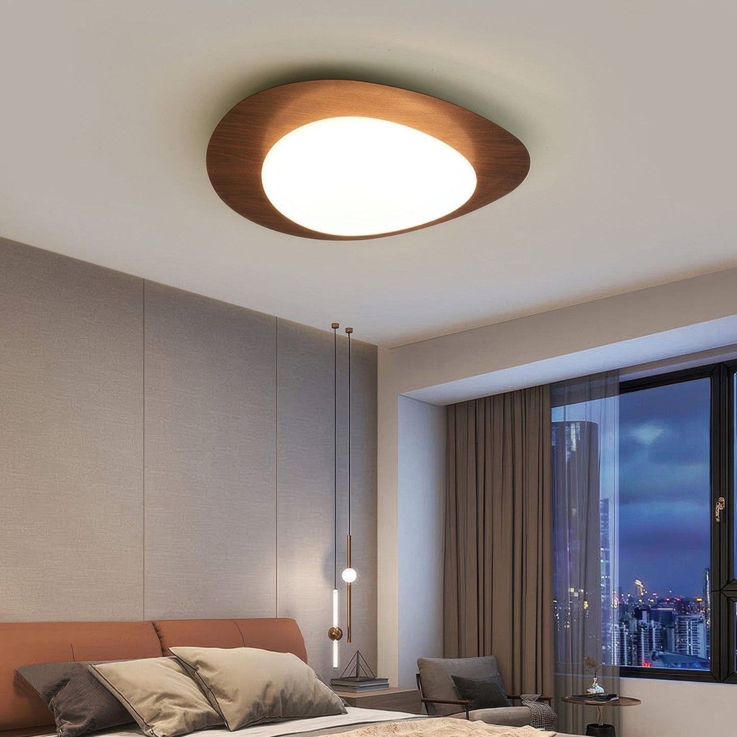 Pebble-Design Deckenlampe | Skandinavische Holzmaserung Innenleuchte