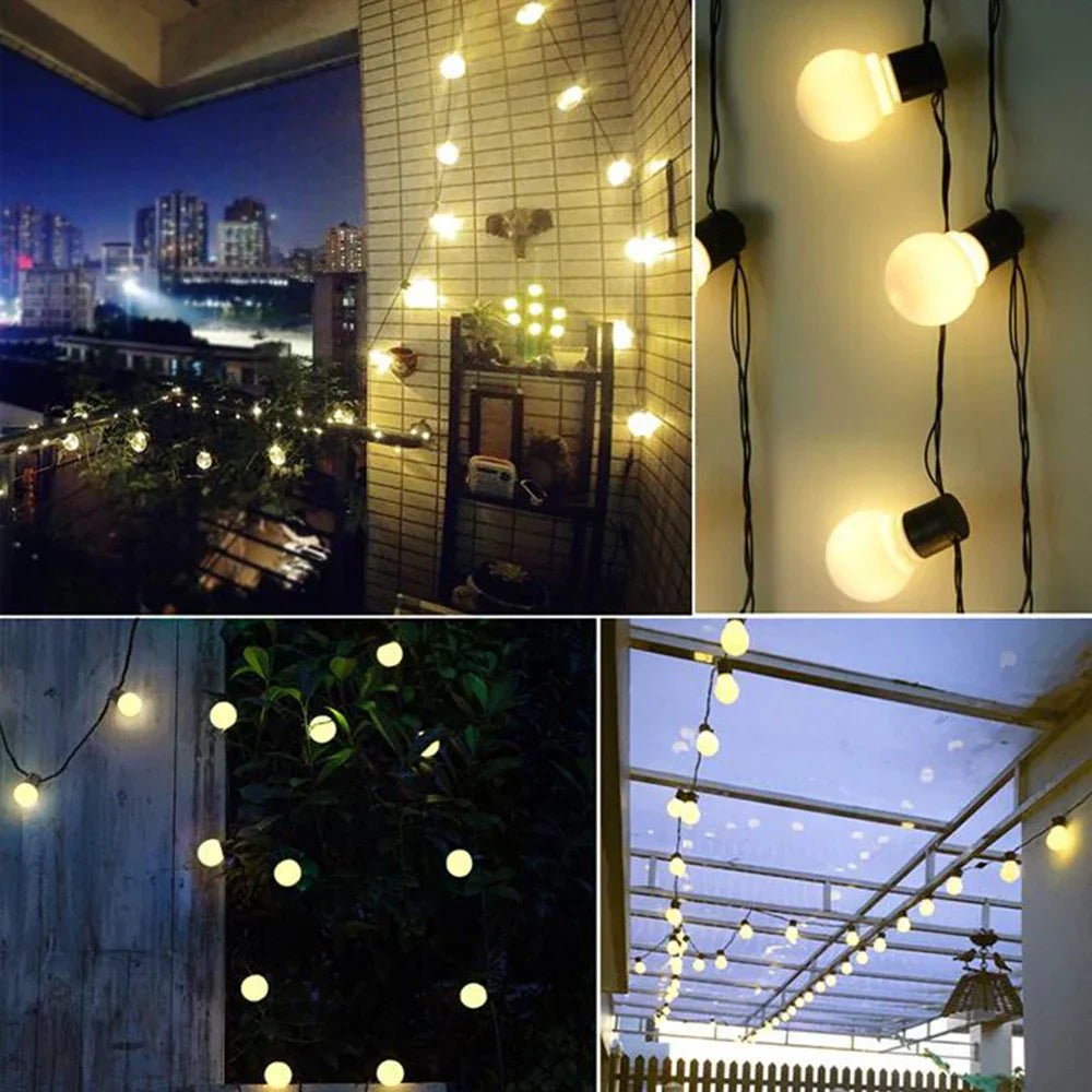 Solar-Festoon-Lichterkette für Draußen – Warmweiß