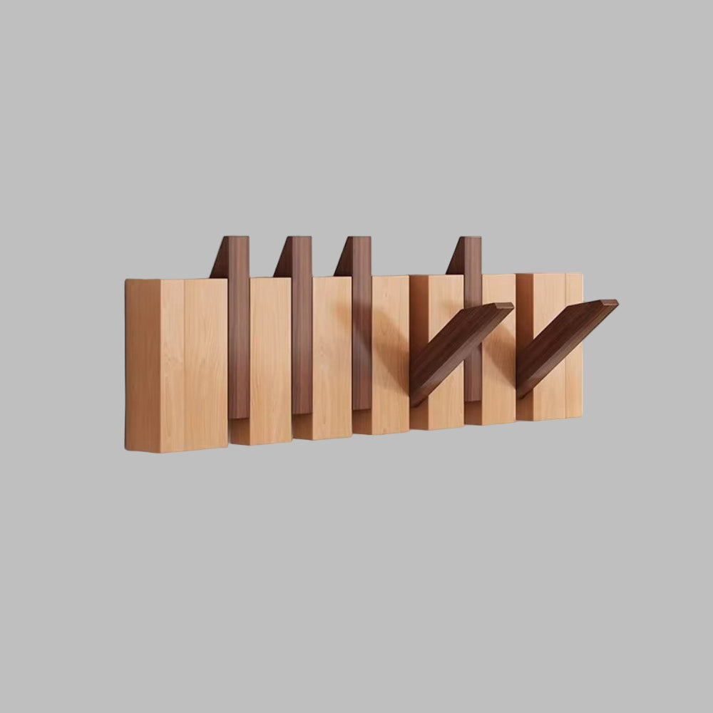 Wandgarderobe im Klavierstil – Klappbare Haken aus Holz