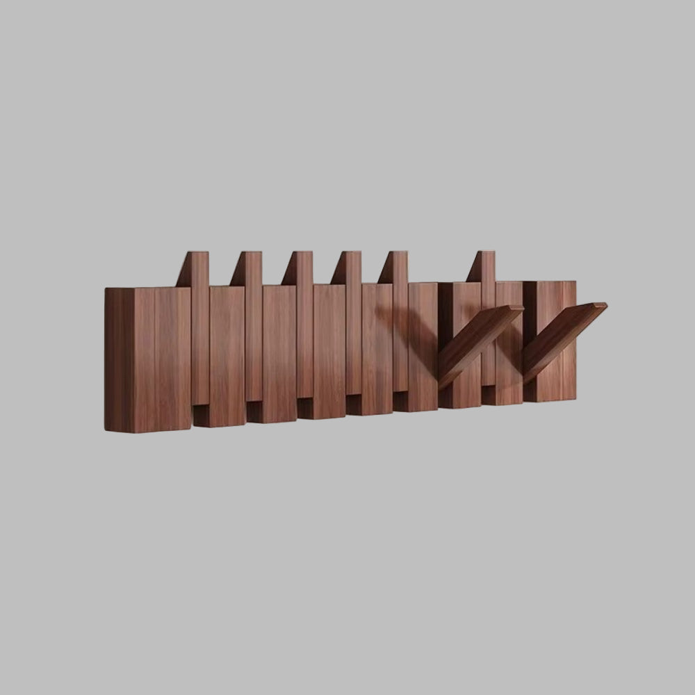 Wandgarderobe im Klavierstil – Klappbare Haken aus Holz