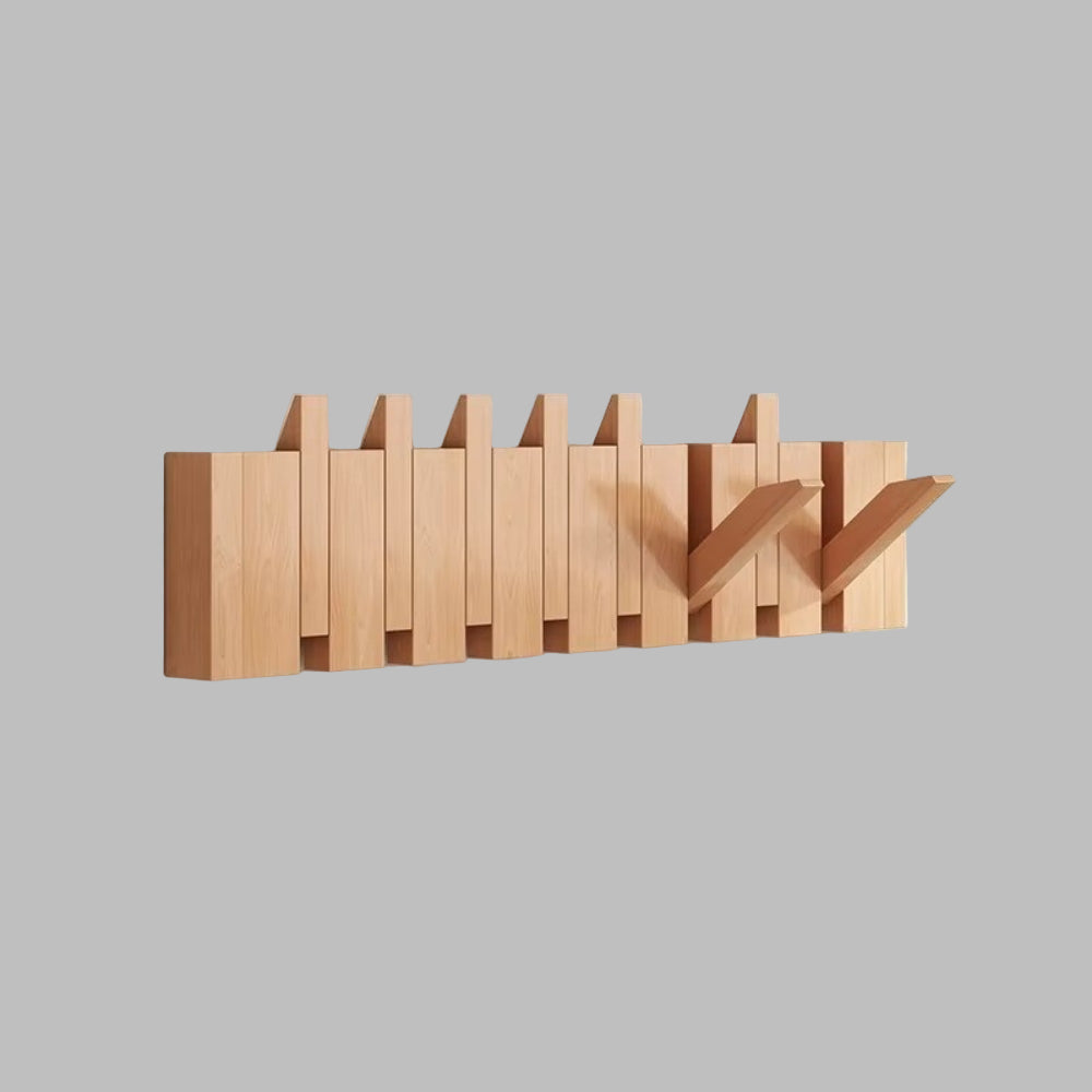 Wandgarderobe im Klavierstil – Klappbare Haken aus Holz